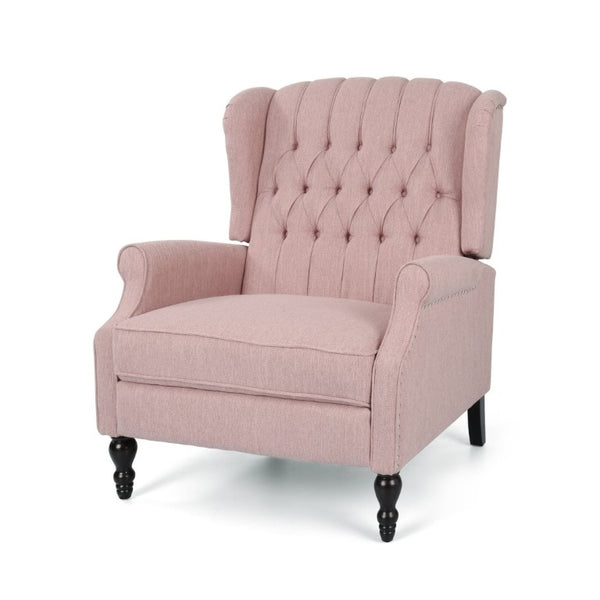 English Elm Oversized Wingback Push Back Recliner with Tufted Fabric and Hand Applied Nailhead Trim 64257.00LBLSH