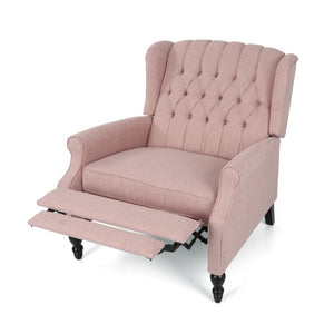 English Elm Oversized Wingback Push Back Recliner with Tufted Fabric and Hand Applied Nailhead Trim 64257.00LBLSH