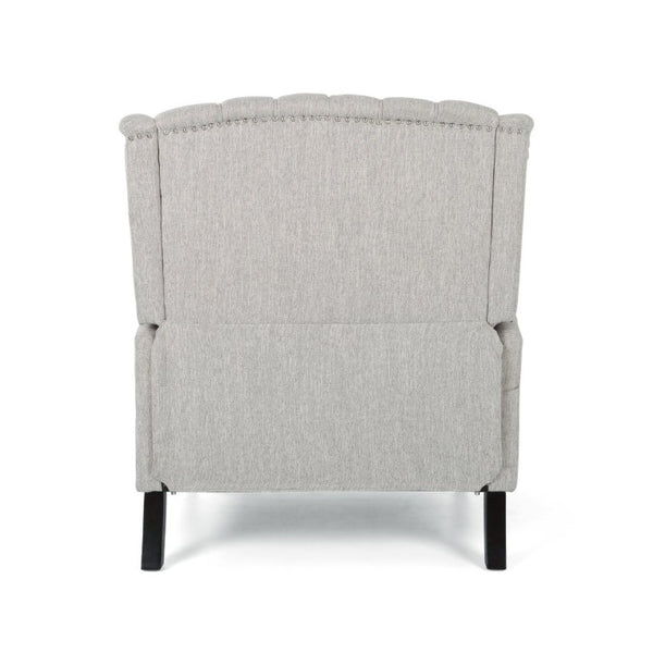 English Elm Oversized Wingback Push Back Recliner Tufted Fabric Chair with Nailhead Trim 64257.00LGRY