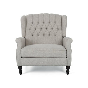 English Elm Oversized Wingback Push Back Recliner Tufted Fabric Chair with Nailhead Trim 64257.00LGRY