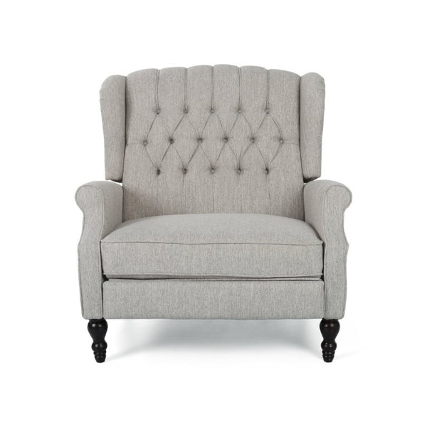 English Elm Oversized Wingback Push Back Recliner Tufted Fabric Chair with Nailhead Trim 64257.00LGRY