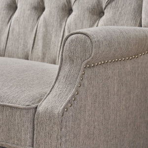 English Elm Oversized Wingback Push Back Recliner Tufted Fabric Chair with Nailhead Trim 64257.00LGRY