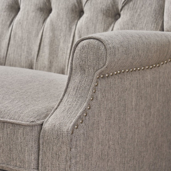 English Elm Oversized Wingback Push Back Recliner Tufted Fabric Chair with Nailhead Trim 64257.00LGRY