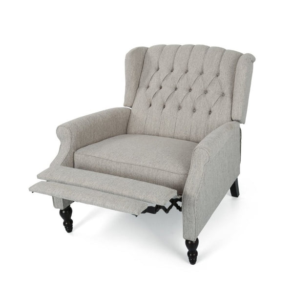 English Elm Oversized Wingback Push Back Recliner Tufted Fabric Chair with Nailhead Trim 64257.00LGRY