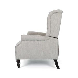 English Elm Oversized Wingback Push Back Recliner Tufted Fabric Chair with Nailhead Trim 64257.00LGRY