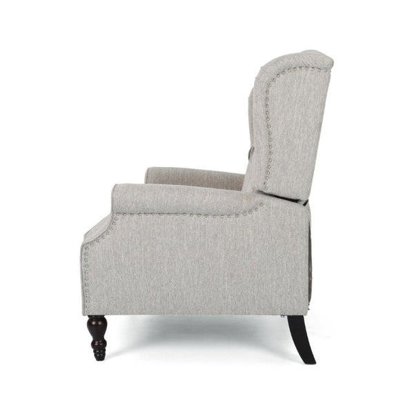 English Elm Oversized Wingback Push Back Recliner Tufted Fabric Chair with Nailhead Trim 64257.00LGRY