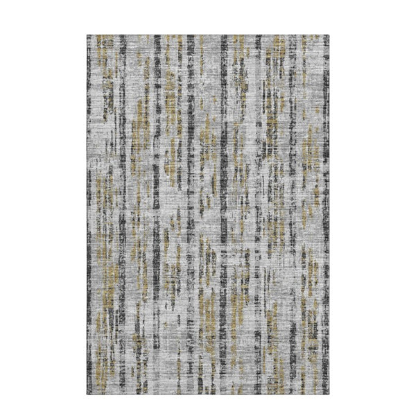 Abstract Washable Polyester Area Rug Metallic Indoor Outdoor Patio and Living Room Decor