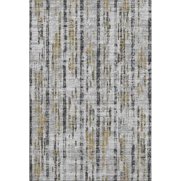 Abstract Washable Polyester Area Rug Metallic Indoor Outdoor Patio and Living Room Decor