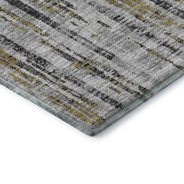 Abstract Washable Polyester Area Rug Metallic Indoor Outdoor Patio and Living Room Decor