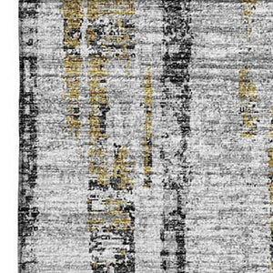 Abstract Washable Polyester Area Rug Metallic Indoor Outdoor Patio and Living Room Decor