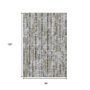 Abstract Washable Polyester Area Rug Metallic Indoor Outdoor Patio and Living Room Decor