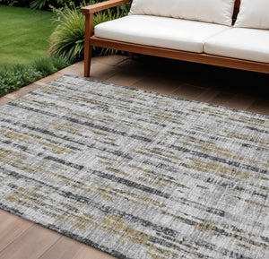 Abstract Washable Polyester Area Rug Metallic Indoor Outdoor Patio and Living Room Decor