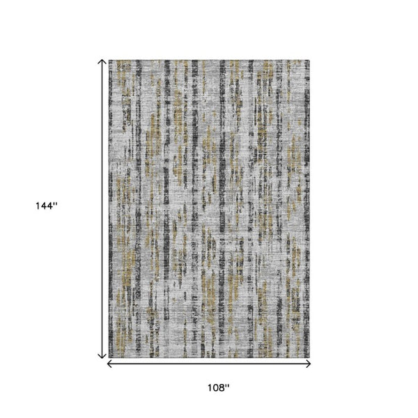 Abstract Washable Polyester Area Rug Metallic Indoor Outdoor Patio and Living Room Decor