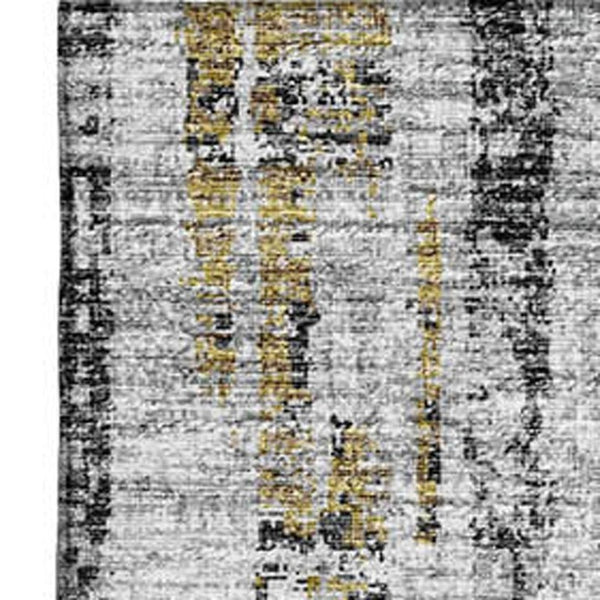 Abstract Washable Polyester Area Rug Metallic Indoor Outdoor Patio and Living Room Decor