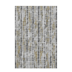 Abstract Washable Polyester Area Rug Metallic Indoor Outdoor Patio and Living Room Decor