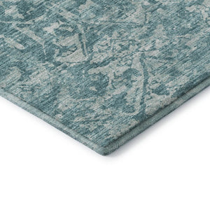 Damask Polyester Area Rug Washable Stain Resistant Low Pile for Indoor Outdoor Spaces