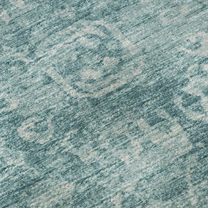 Damask Polyester Area Rug Washable Stain Resistant Low Pile for Indoor Outdoor Spaces