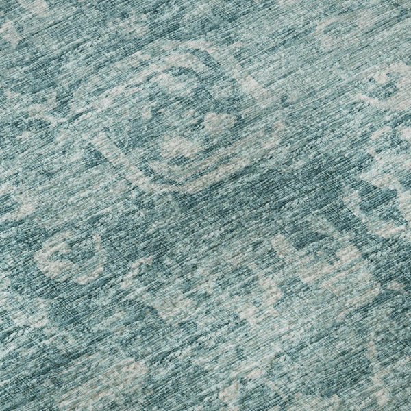 Damask Polyester Area Rug Washable Stain Resistant Low Pile for Indoor Outdoor Spaces