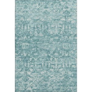 Damask Polyester Area Rug Washable Stain Resistant Low Pile for Indoor Outdoor Spaces