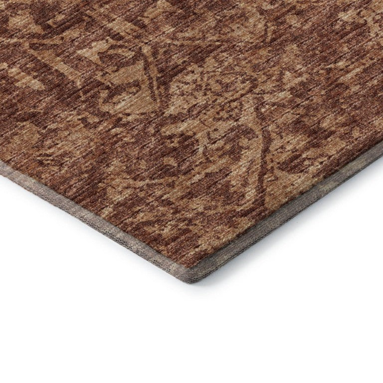 Damask Washable Polyester Area Rug Stain Resistant Indoor Outdoor Patio Living Room Accent