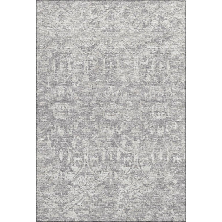 Damask Washable Polyester Area Rug Stain Resistant Low Pile for Indoor Outdoor Decor