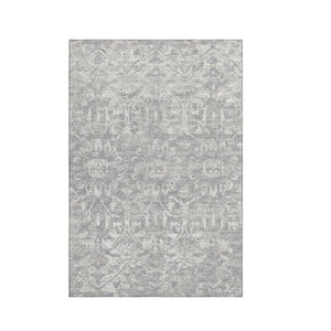 Damask Washable Polyester Area Rug Stain Resistant Low Pile for Indoor Outdoor Decor