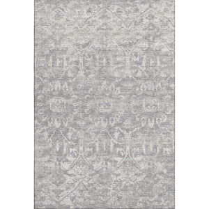 Damask Washable Polyester Area Rug Stain Resistant Low Pile for Indoor Outdoor Decor