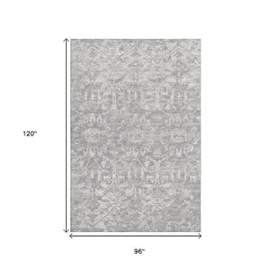 Damask Washable Polyester Area Rug Stain Resistant Low Pile for Indoor Outdoor Decor