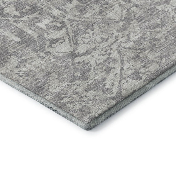 Damask Washable Polyester Area Rug Stain Resistant Low Pile for Indoor Outdoor Decor