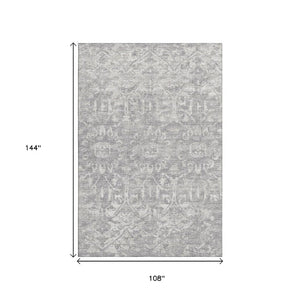 Damask Washable Polyester Area Rug Stain Resistant Low Pile for Indoor Outdoor Decor