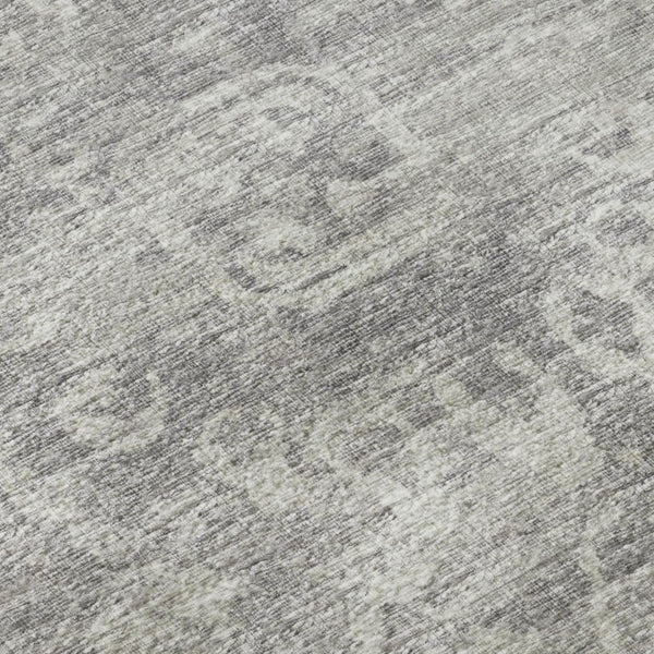 Damask Washable Polyester Area Rug Stain Resistant Low Pile for Indoor Outdoor Decor