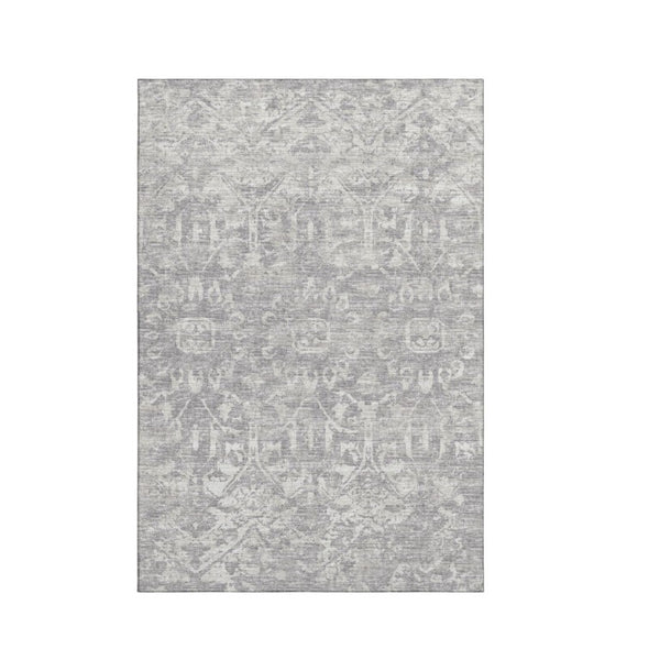 Damask Washable Polyester Area Rug Stain Resistant Low Pile for Indoor Outdoor Decor
