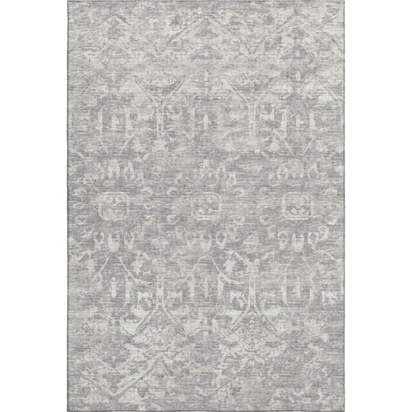 Damask Washable Polyester Area Rug Stain Resistant Low Pile for Indoor Outdoor Decor
