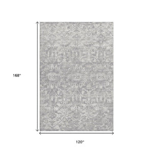 Damask Washable Polyester Area Rug Stain Resistant Low Pile for Indoor Outdoor Decor