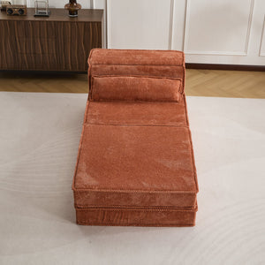 English Elm Compression Modular Floor Sofa Bed – Versatile, Cozy, No Assembly Required With Pillow & Ottoman, Orange W3723S00042