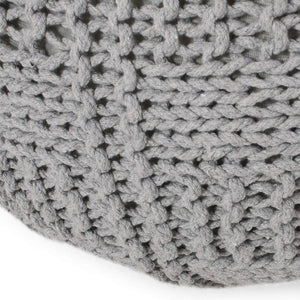 English Elm Yuny Chunky Knit Cotton Round Pouf Footrest for Living Room Bedroom Reading Nook 60493.00GRY