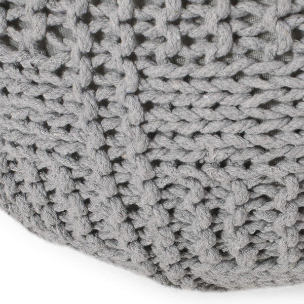 English Elm Yuny Chunky Knit Cotton Round Pouf Footrest for Living Room Bedroom Reading Nook 60493.00GRY