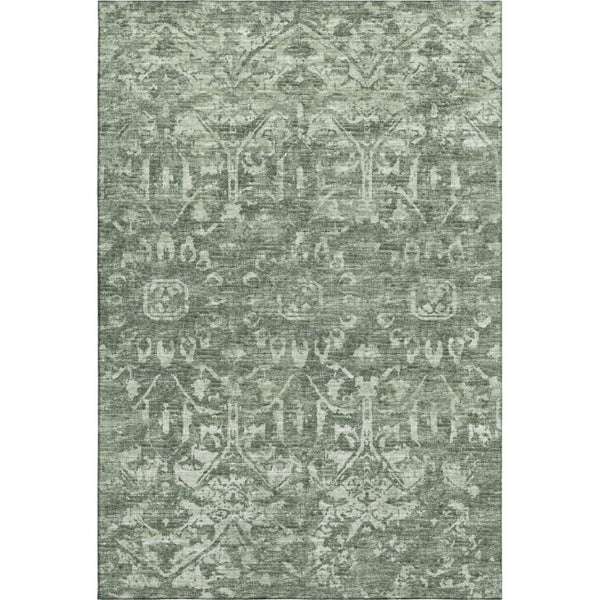 Damask Washable Polyester Area Rug for Indoor Outdoor Patio Living Room and Entryway Use