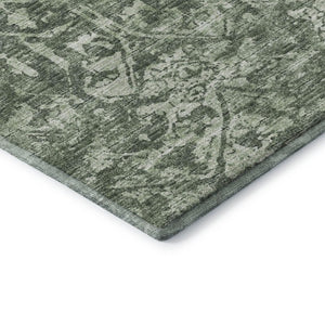 Damask Washable Polyester Area Rug for Indoor Outdoor Patio Living Room and Entryway Use
