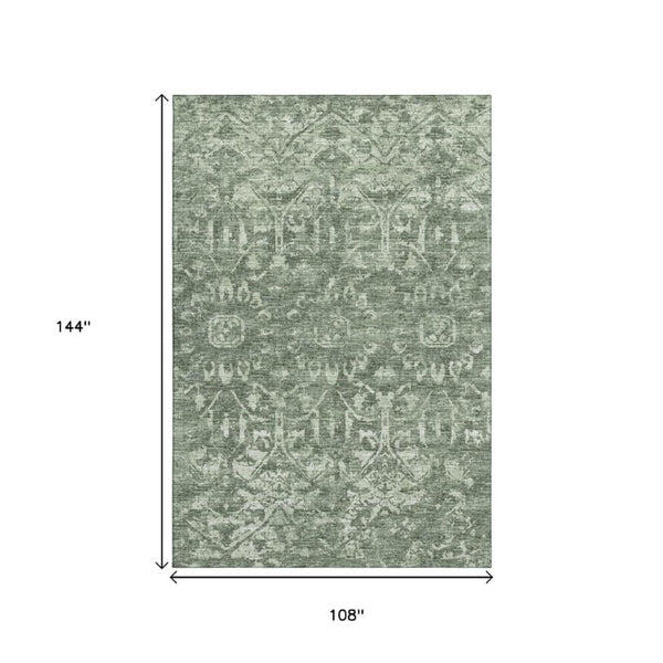 Damask Washable Polyester Area Rug for Indoor Outdoor Patio Living Room and Entryway Use