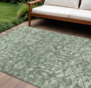 Damask Washable Polyester Area Rug for Indoor Outdoor Patio Living Room and Entryway Use