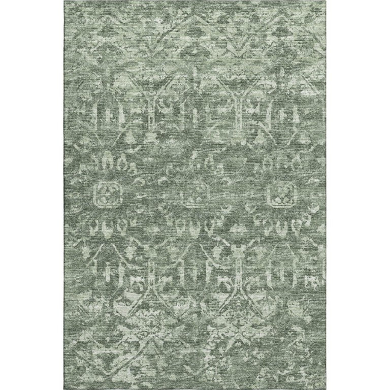 Damask Washable Polyester Area Rug for Indoor Outdoor Patio Living Room and Entryway Use