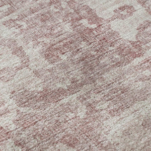 Pink Ivory Tribal Polyester Area Rug Washable Low Pile for Indoor Outdoor Spaces