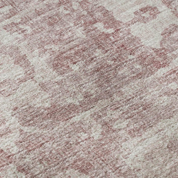 Pink Ivory Tribal Polyester Area Rug Washable Low Pile for Indoor Outdoor Spaces