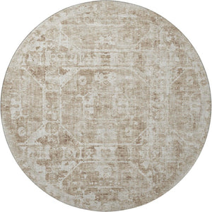 8 Ft Round Tribal Geometric Polyester Rug Washable for Indoor Outdoor Spaces