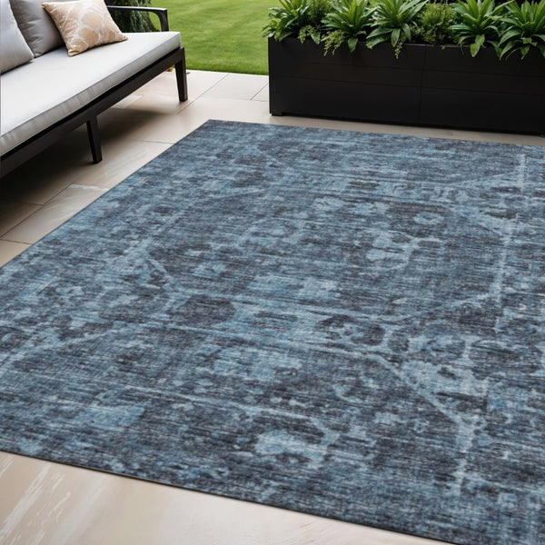 Tribal Polyester Area Rug Washable Indoor Outdoor Low Pile for Patio or Living Room