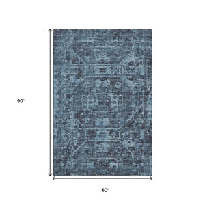 Tribal Polyester Area Rug Washable Indoor Outdoor Low Pile for Patio or Living Room