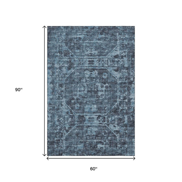 Tribal Polyester Area Rug Washable Indoor Outdoor Low Pile for Patio or Living Room