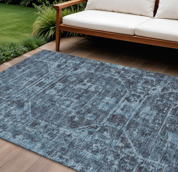 Tribal Polyester Area Rug Washable Indoor Outdoor Low Pile for Patio or Living Room