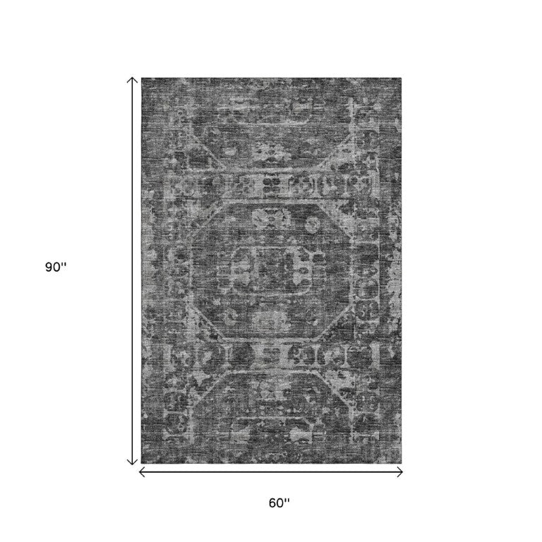 HomeRoots Tribal Pattern Washable Polyester Area Rug for Stylish Indoor Outdoor Living Spaces 5' x 8' 642699